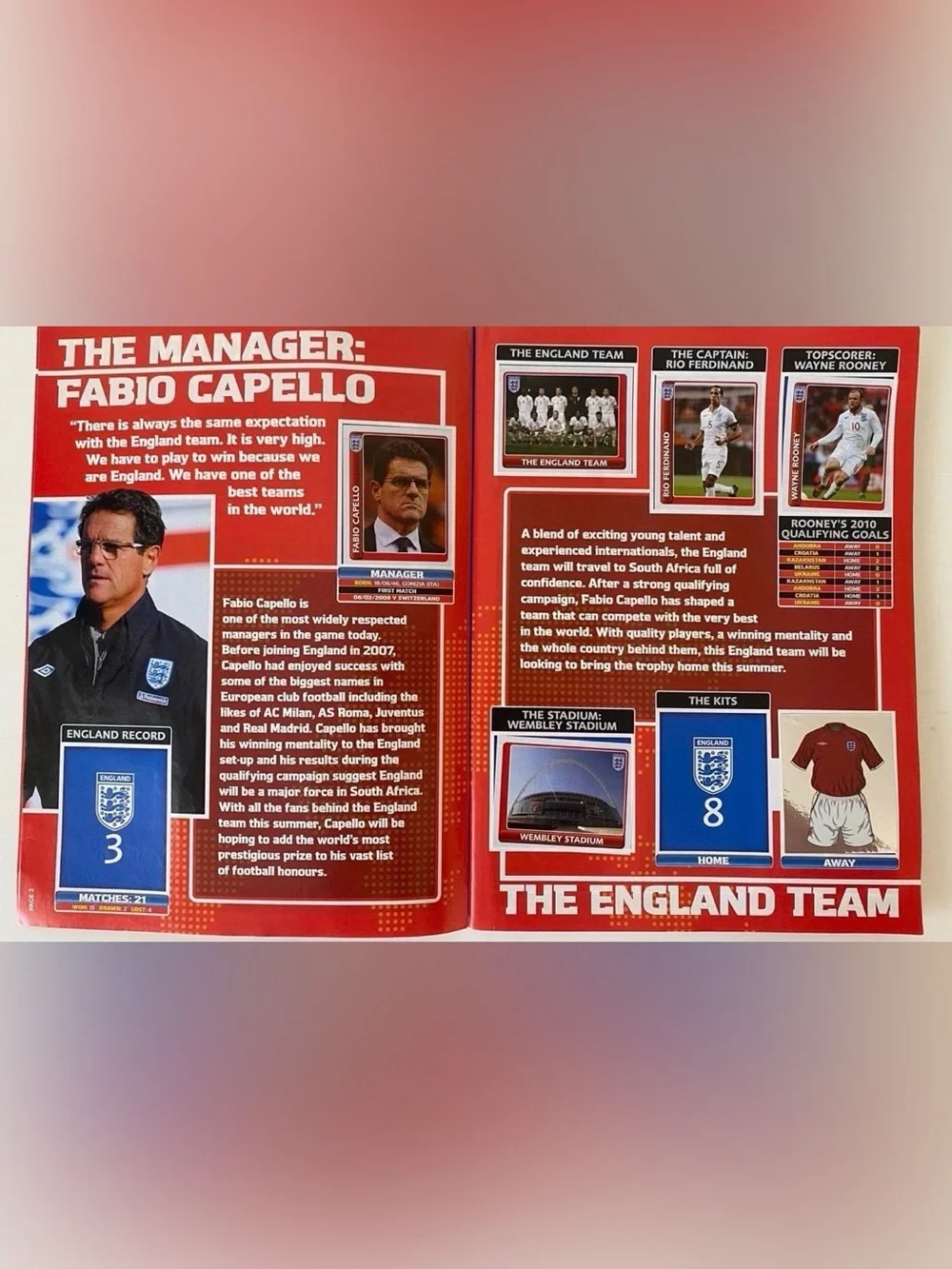 Merlin England 2002 2010 World Cup Football Stickers Book Soccer UEFA FIFA